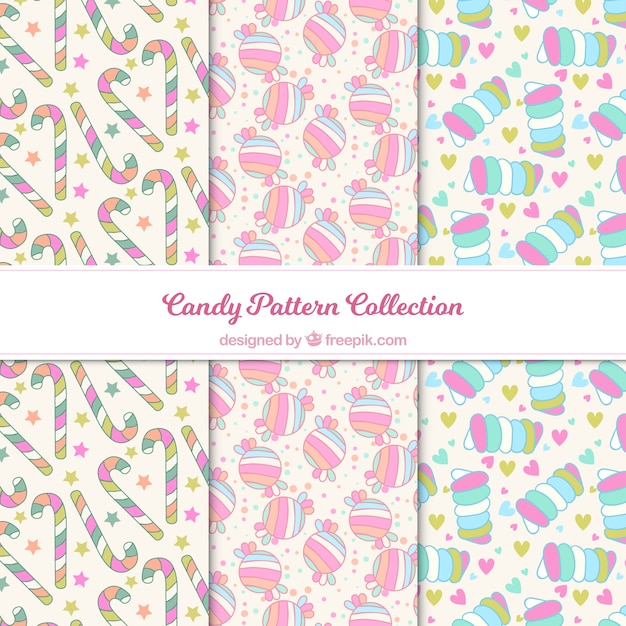 Colección de patrones de dulces deliciosos en estilo plano