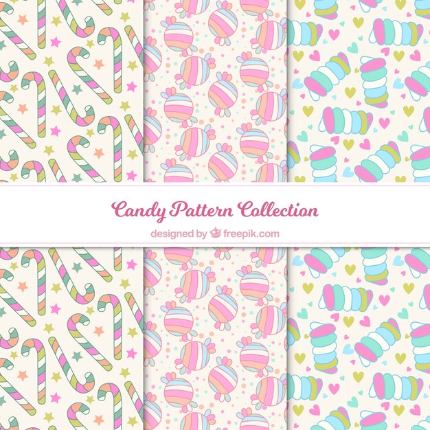 Colección de patrones de dulces deliciosos en estilo plano