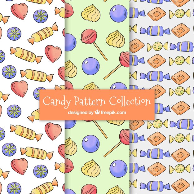 Colección de patrones de dulces en estilo acuarela