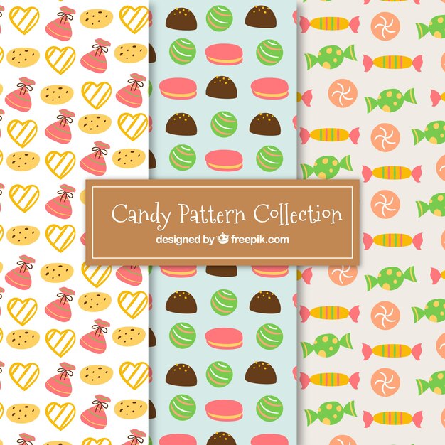 Colección de patrones de dulces en estilo acuarela