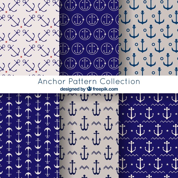 Colección de patrones elegantes de anclas