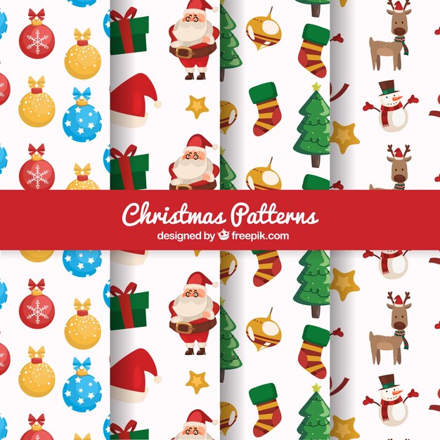 Colección de patrones con elementos de navidad