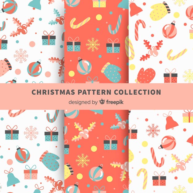 Colección de patrones con elementos navideños