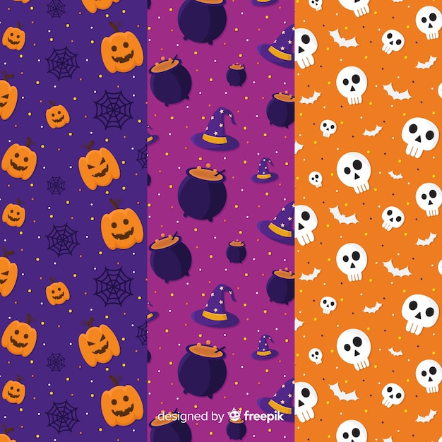 Colección de patrones para una espeluznante fiesta de halloween