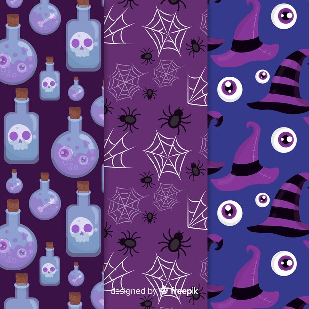 Colección de patrones para una espeluznante noche de halloween