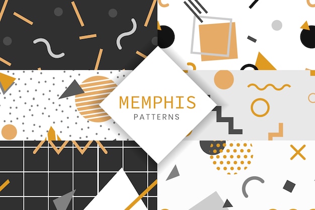 Colección de patrones de estilo memphis