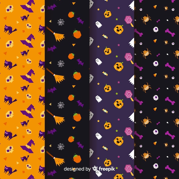 Vector gratuito colección de patrones sin fisuras de halloween