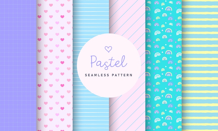 Colección de patrones sin fisuras pastel dulce.