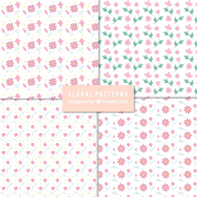 Colección de patrones de flor en estilo hecho a mano