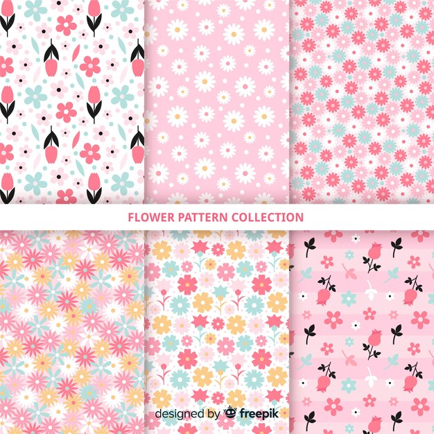 Colección patrones florales dibujados a mano