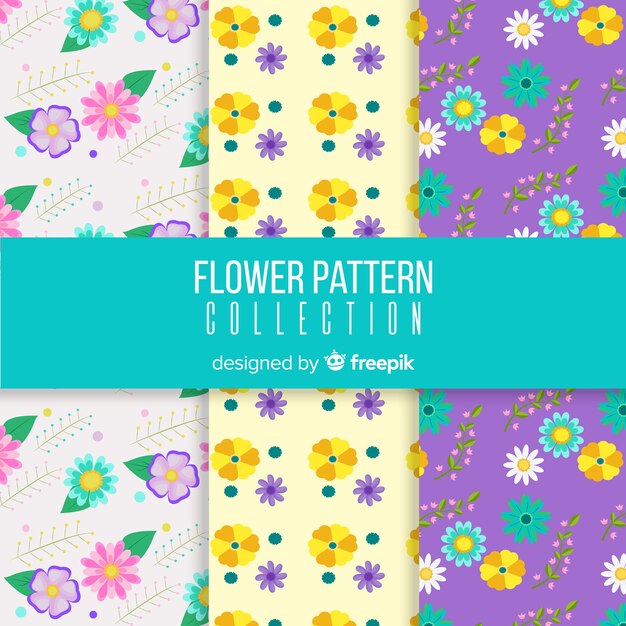 Colección patrones florales primavera coloridos
