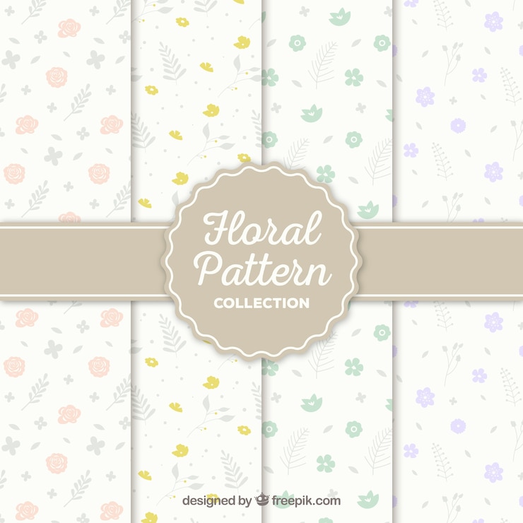 Vector gratuito colección de patrones de flores en estilo plano