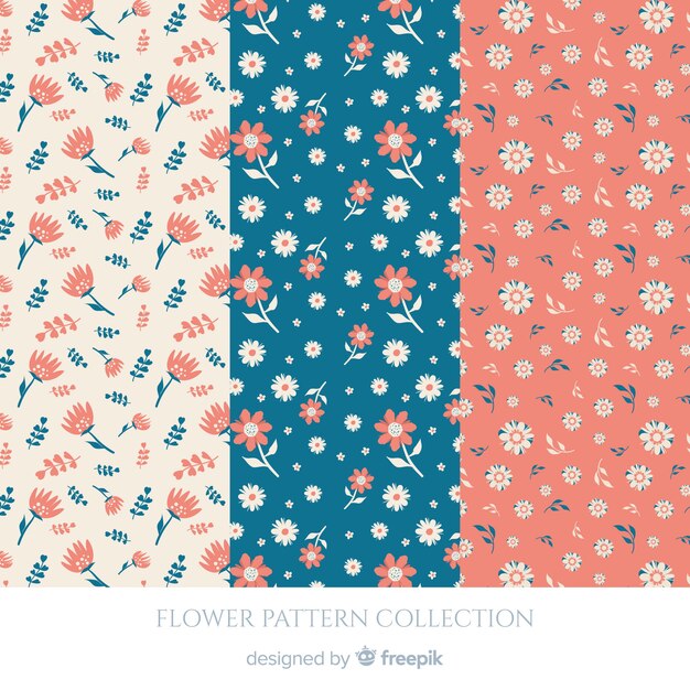 Colección patrones de flores planas