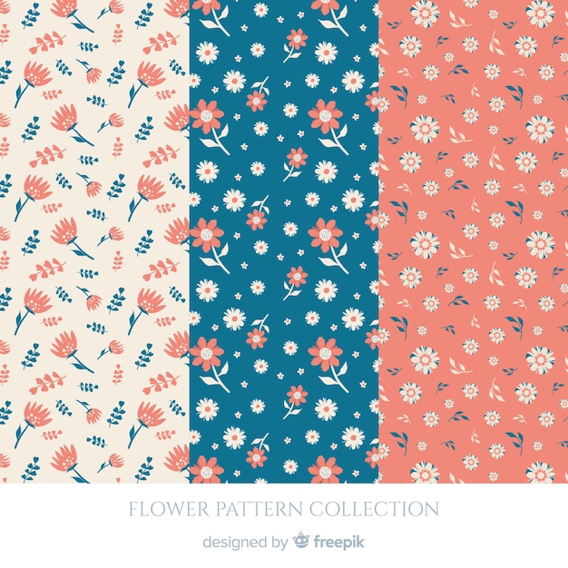 Colección patrones de flores planas