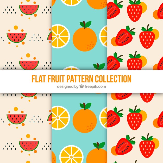 Colección patrones fruta planos