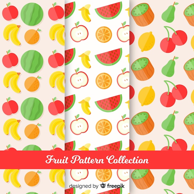 Colección patrones fruta planos