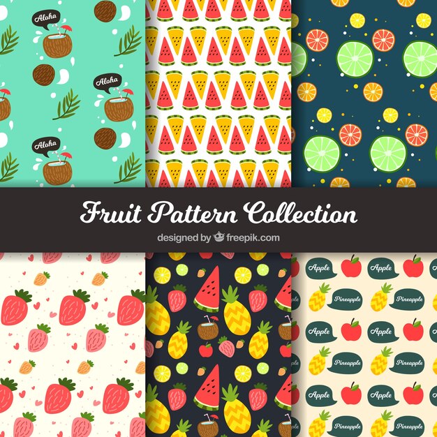 Colección de patrones frutales