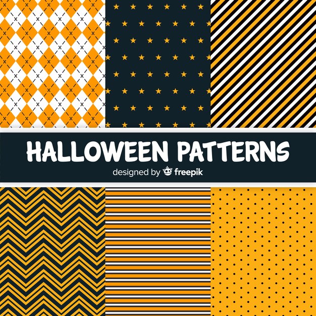 Colección de patrones geométricos de halloween