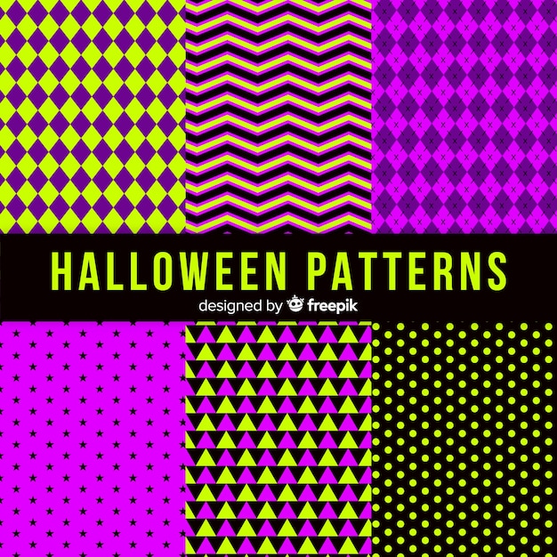 Colección de patrones geométricos de halloween
