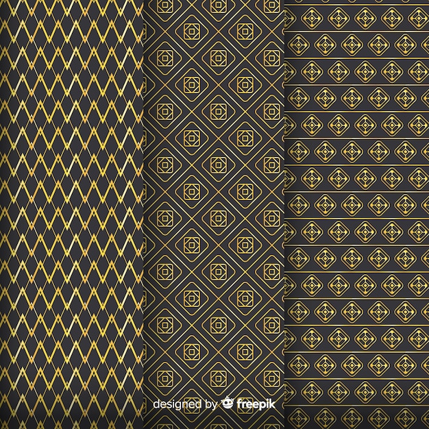 Colección de patrones geométricos de lujo dorado