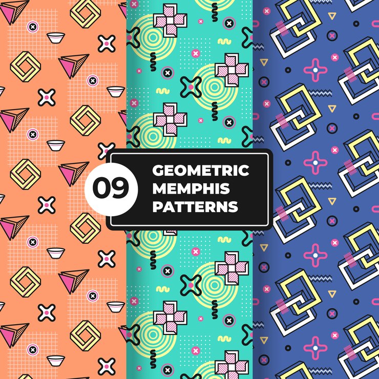 Vector gratuito colección de patrones geométricos de memphis