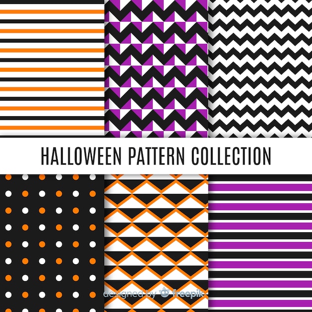 Colección de patrones de halloween con diseño geométrico