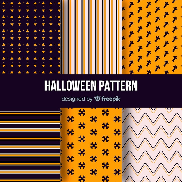 Colección de patrones de halloween con diseño geométrico