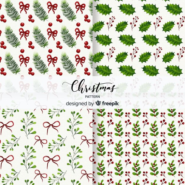 Colección patrones hojas navidad