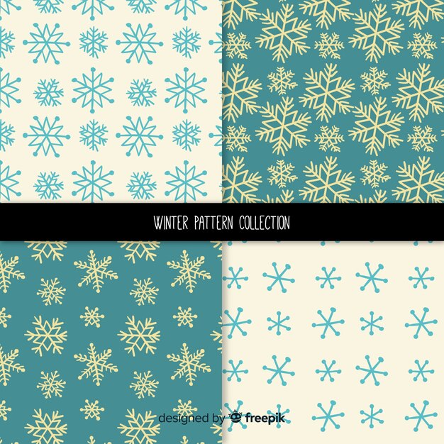 Colección patrones invierno copos de nieve