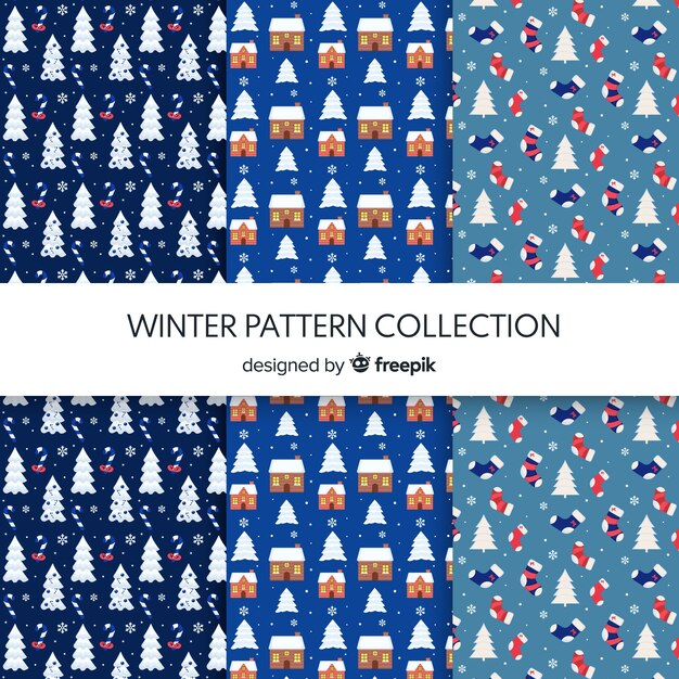 Colección patrones invierno elementos pequeños