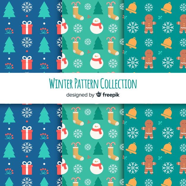 Colección patrones invierno planos