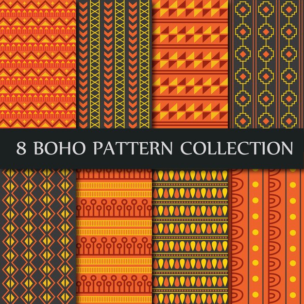 Colección de patrones naranja con estilo boho