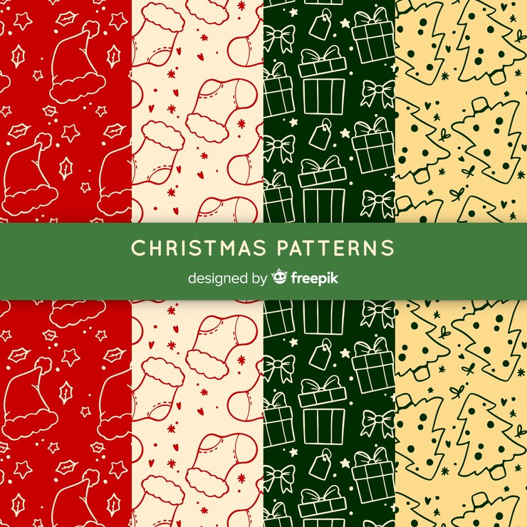 Vector gratuito colección de patrones de navidad dibujados a mano