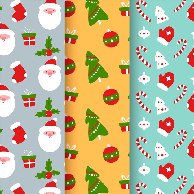 Colección de patrones de navidad dibujados a mano