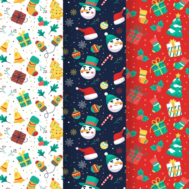 Colección de patrones de navidad dibujados a mano