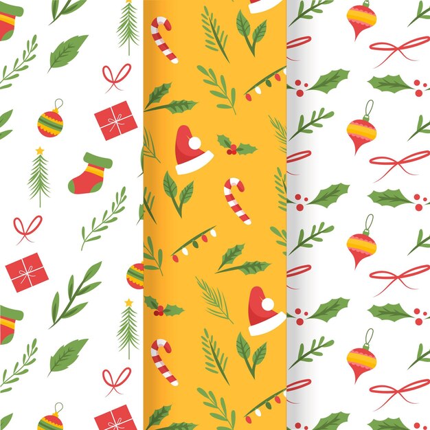 Colección de patrones de navidad dibujados a mano