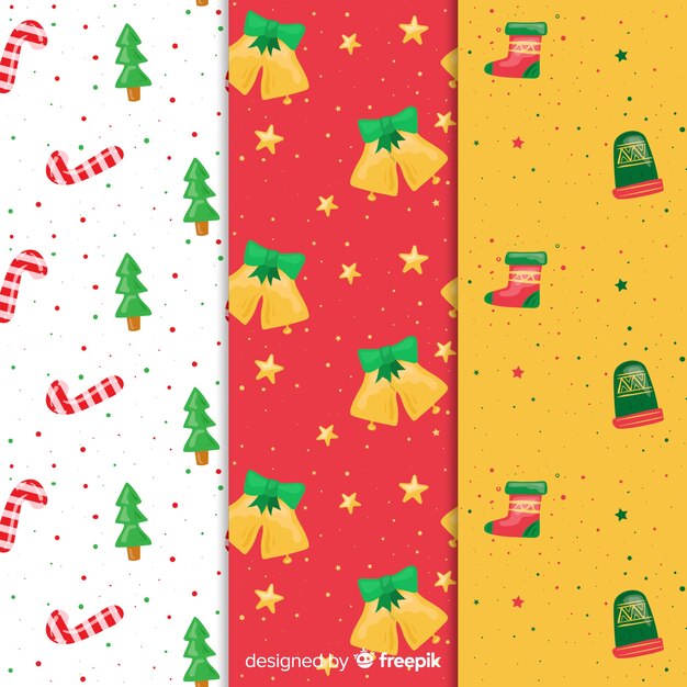 Colección de patrones de navidad en diseño dibujo a mano