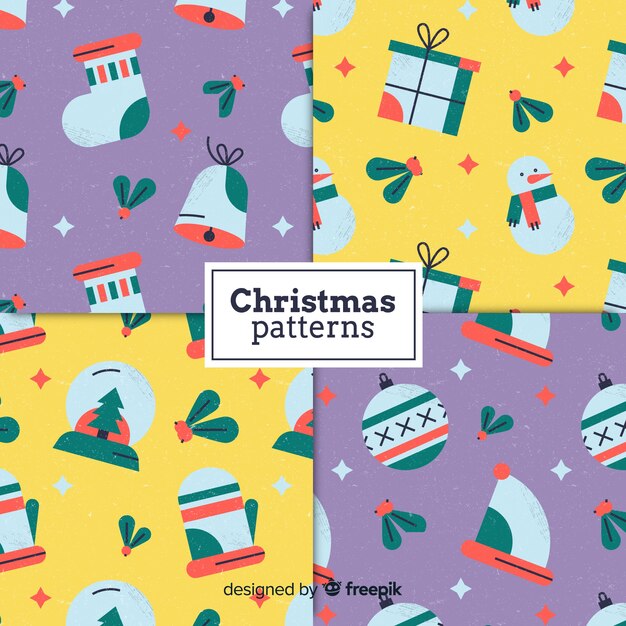 Colección de patrones de navidad diseño plano