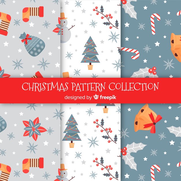 Colección de patrones de navidad diseño plano