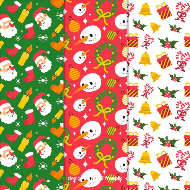 Colección de patrones de navidad diseño plano