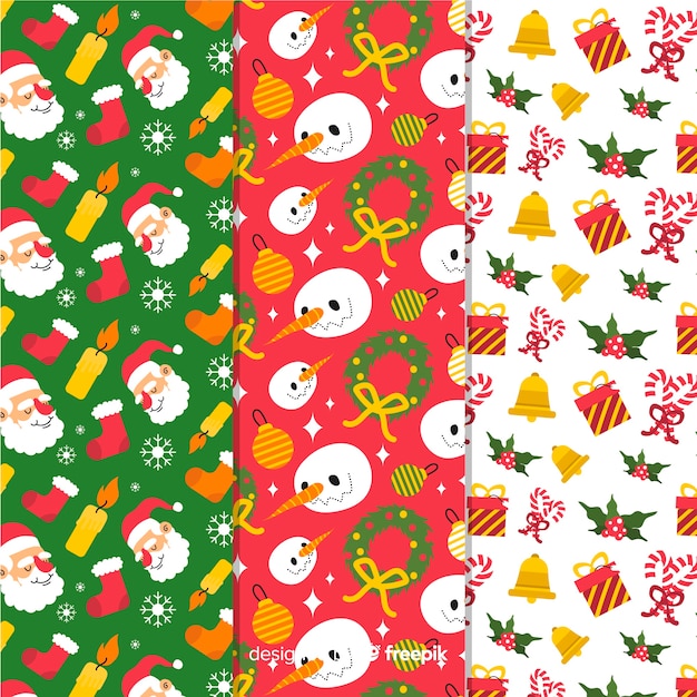 Colección de patrones de navidad diseño plano