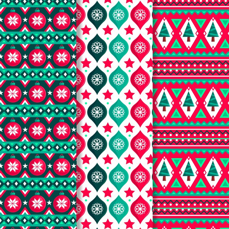 Vector gratuito colección de patrones de navidad de diseño plano