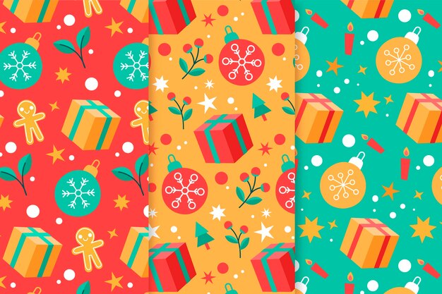 Colección de patrones de navidad diseño plano