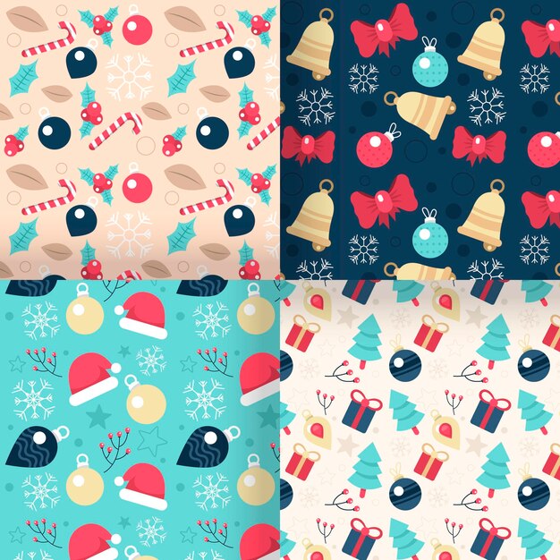 Colección de patrones de navidad diseño plano