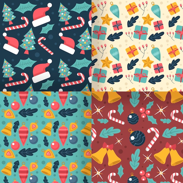 Colección de patrones de navidad diseño plano