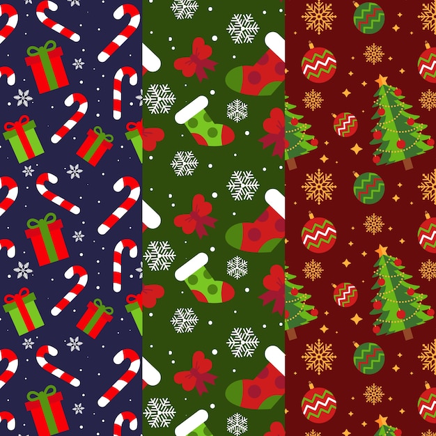 Colección de patrones de navidad planos