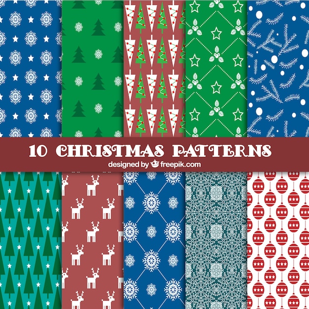 Colección de patrones navideños de colores