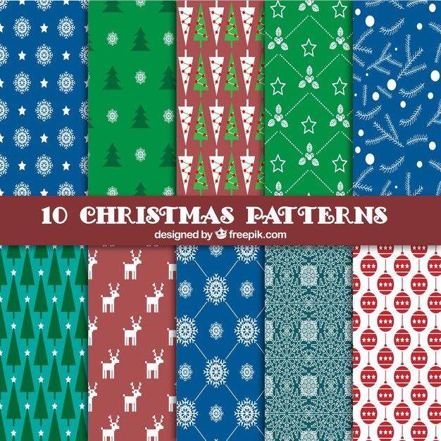 Colección de patrones navideños de colores