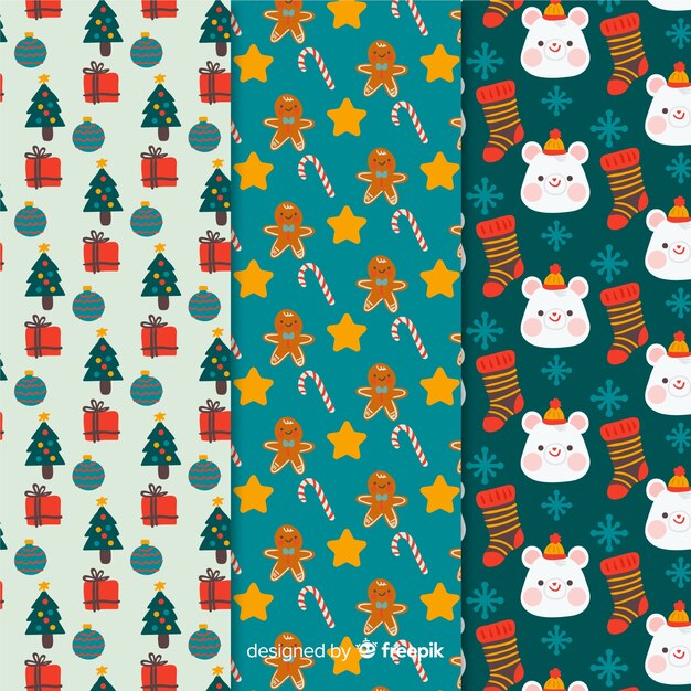 Colección patrones navideños dibujados a mano