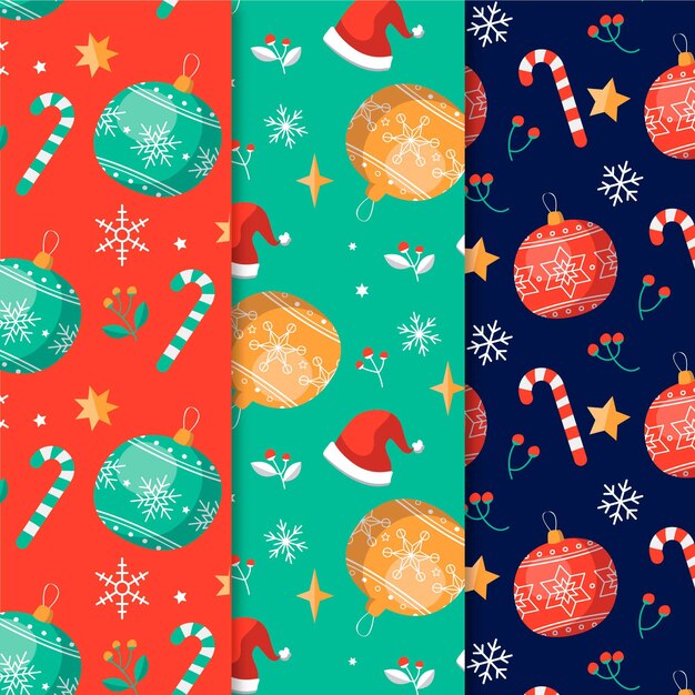 Colección patrones navideños dibujados a mano